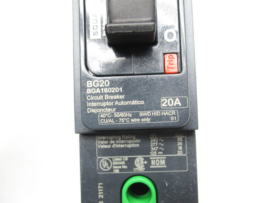 SQUARE D BGA160201 277V 20A NSNP