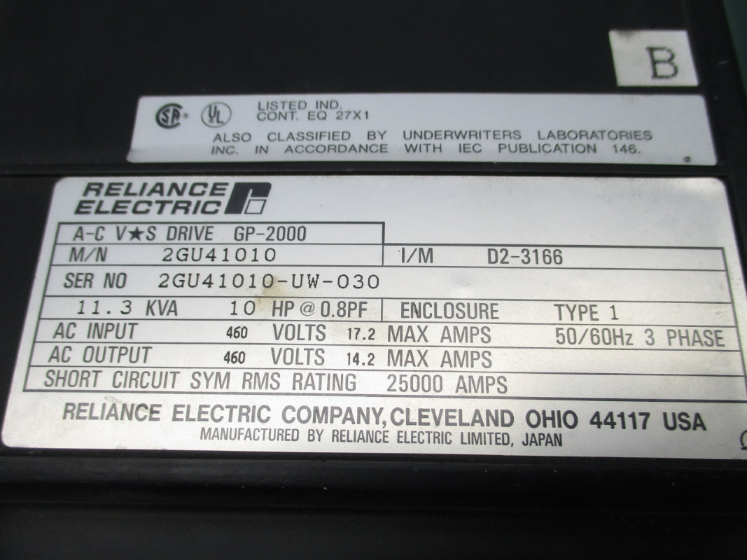 RELIANCE ELECTRIC 2GU41010 460V 25000A UNMP