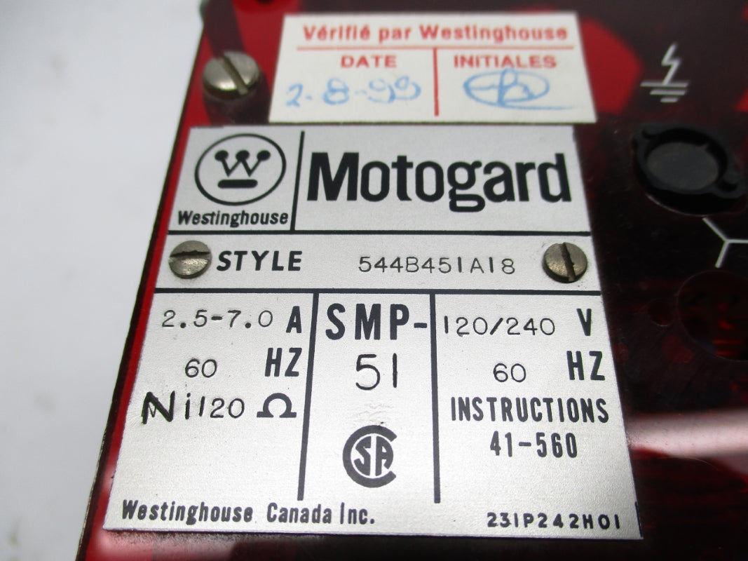 WESTINGHOUSE 544B451A18 240V 7.0A (AS PICTURED) NSNP