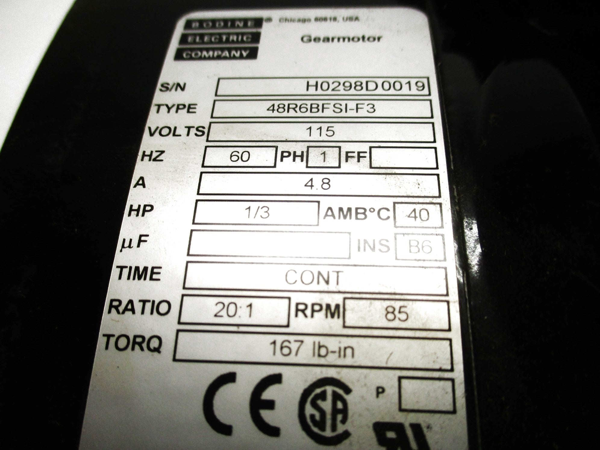 BODINE ELECTRIC 48R6BFSI-F3 NSMP