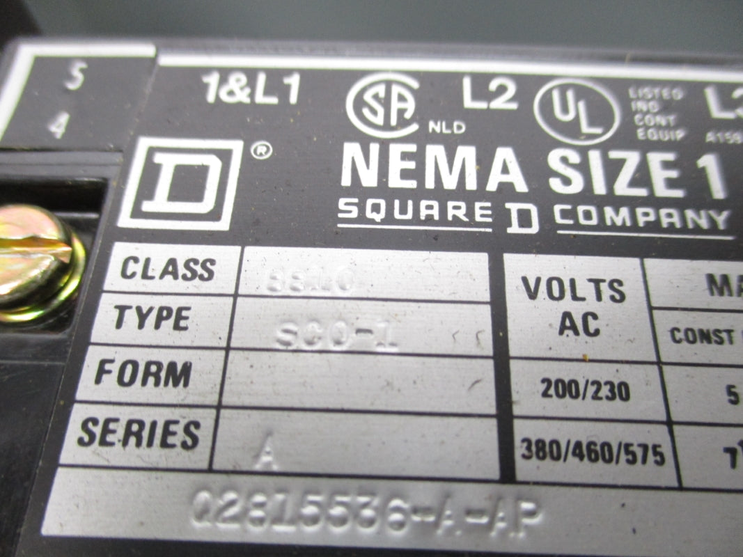 SQUARE D 8810SCA-1 SER. A 480V NSNP