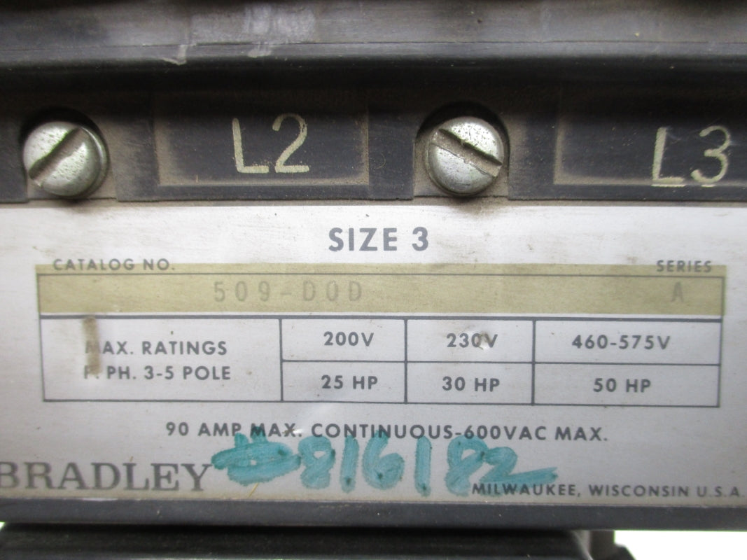 ALLEN BRADLEY 509-DOD SER. A 120V UNMP