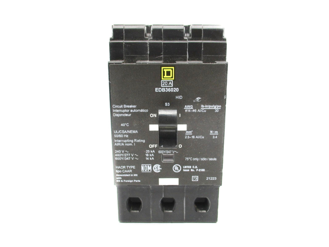 SQUARE D EDB36020 347V 20A NSNP