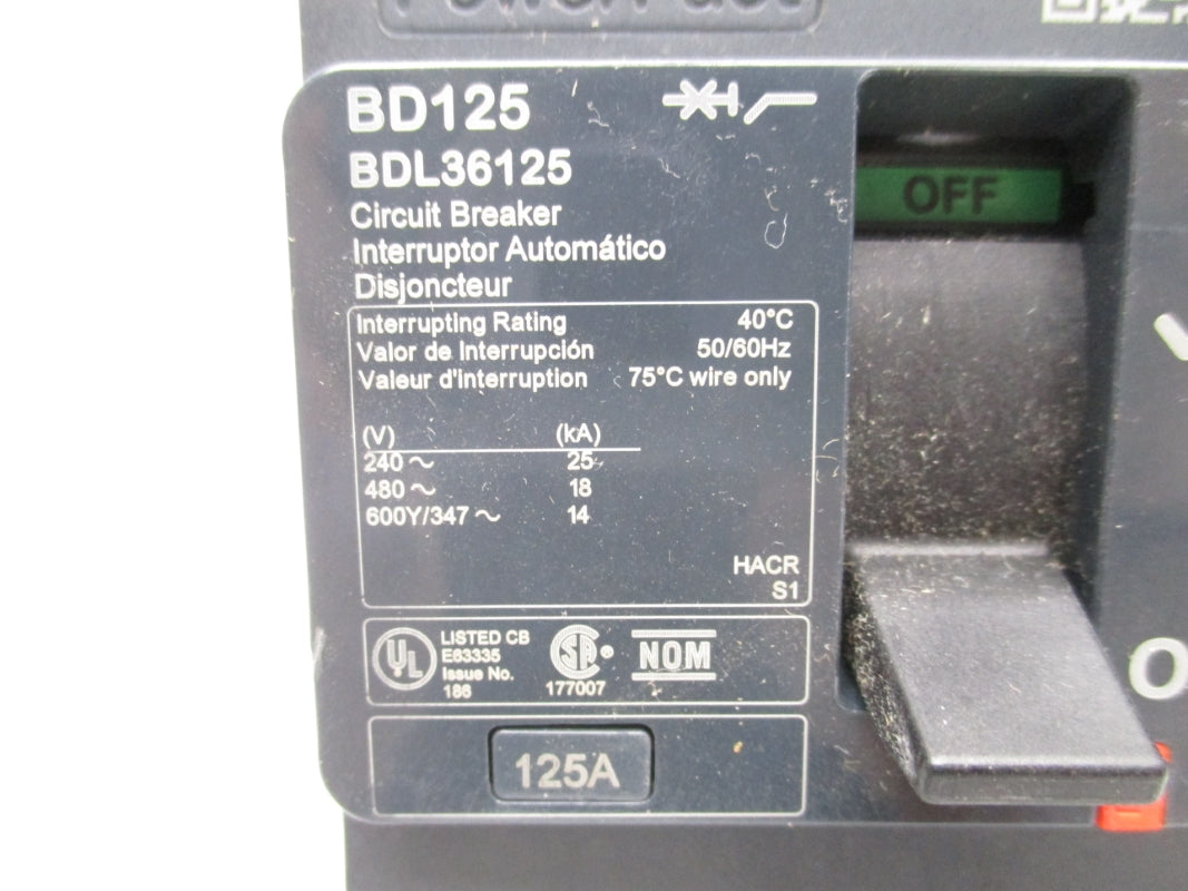 SQUARE D BDL36125 480V 125A NSNP