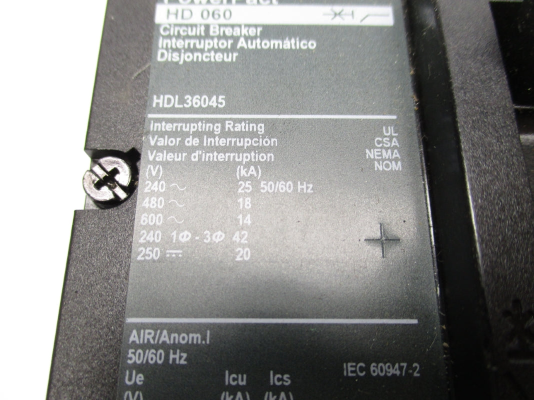 SQUARE D HDL36045  600V 45A (AS PICTURED) NSNP