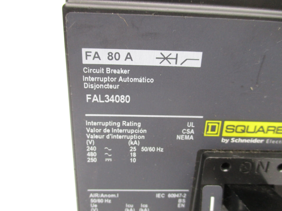 SQUARE D FAL34080 480V 80A UNMP
