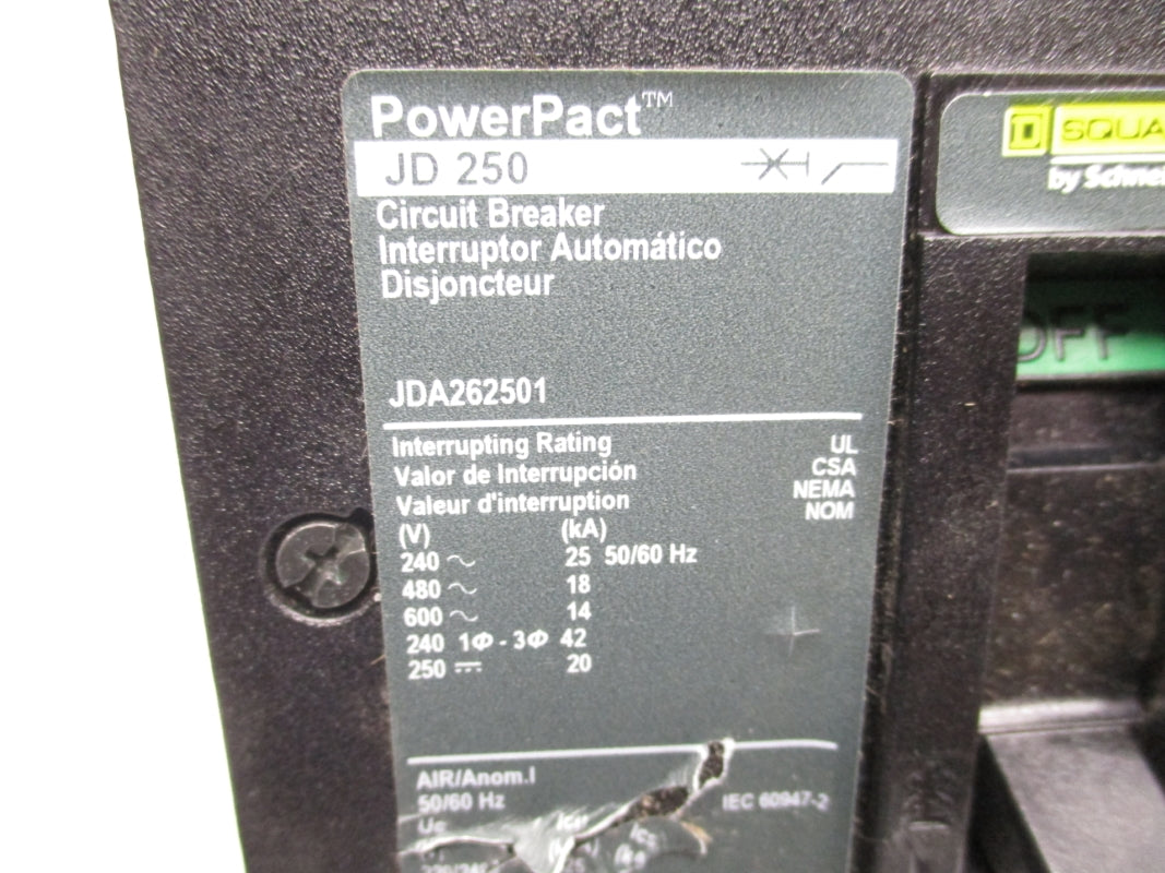 SQUARE D JDA262501 600V 250A NSNP