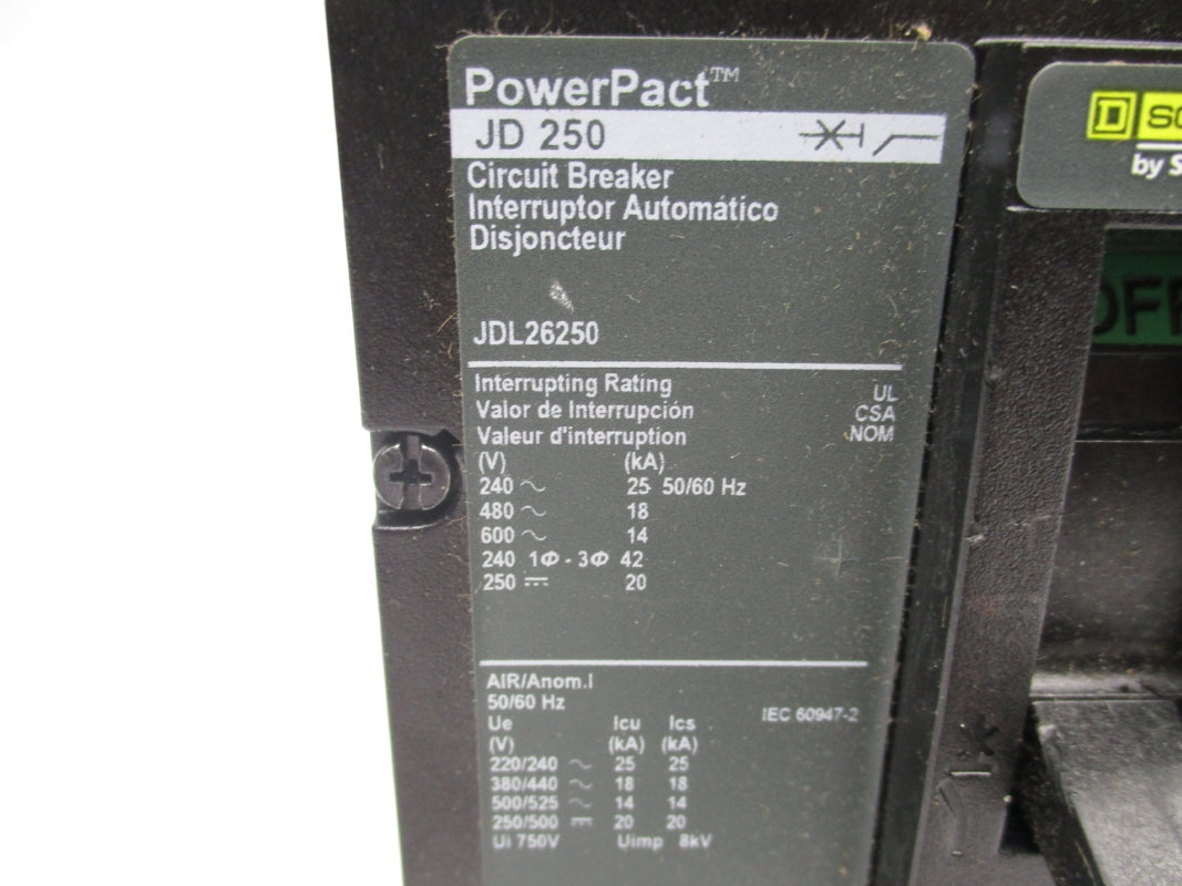SQUARE D JDL26250 600V 250A NSNP