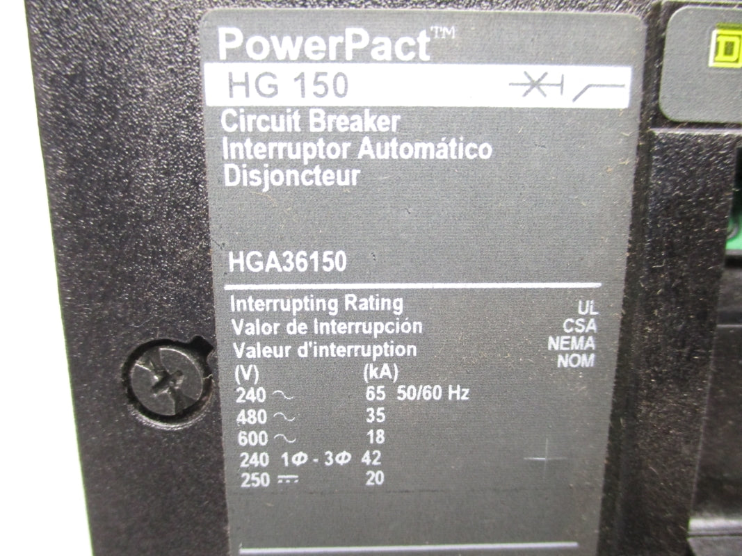 SQUARE D HGA36150 600V 150A NSNP