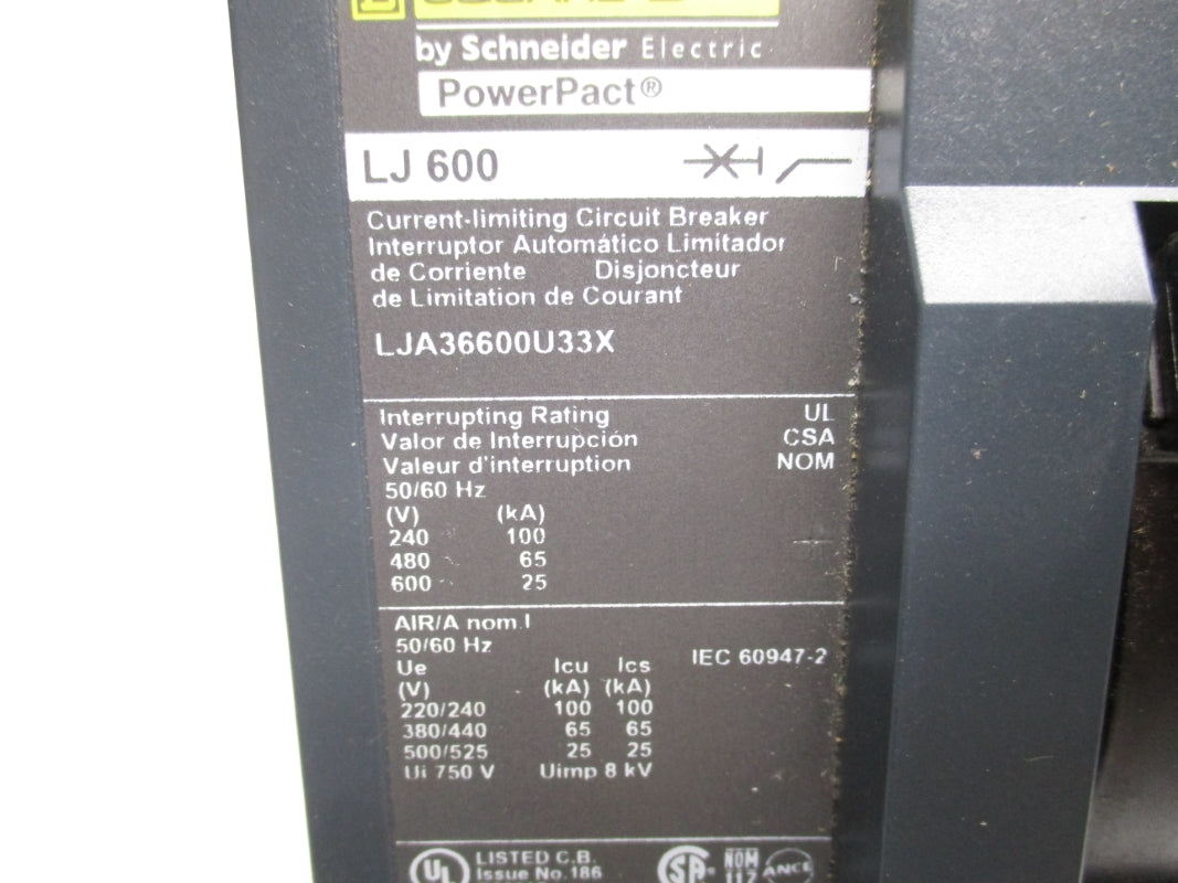 SQUARE D LJA36600U33X 600V 600A (AS PICTURED) NSNP