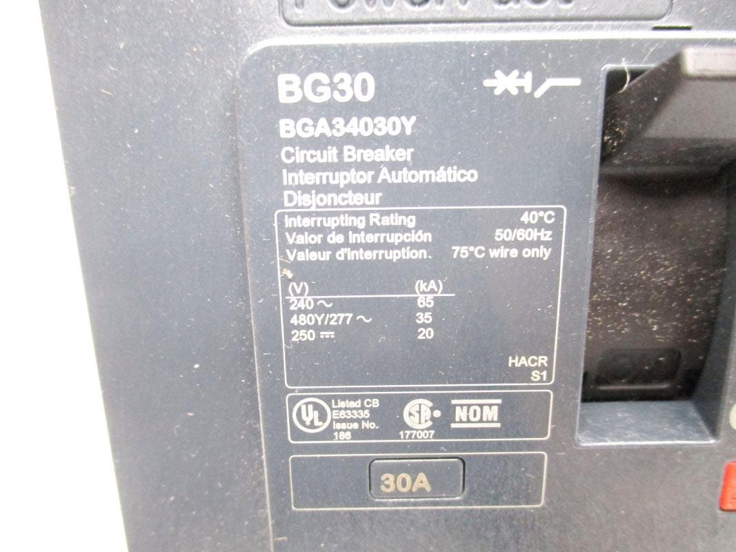 SQUARE D BGA34030Y 277V 30A NSNP
