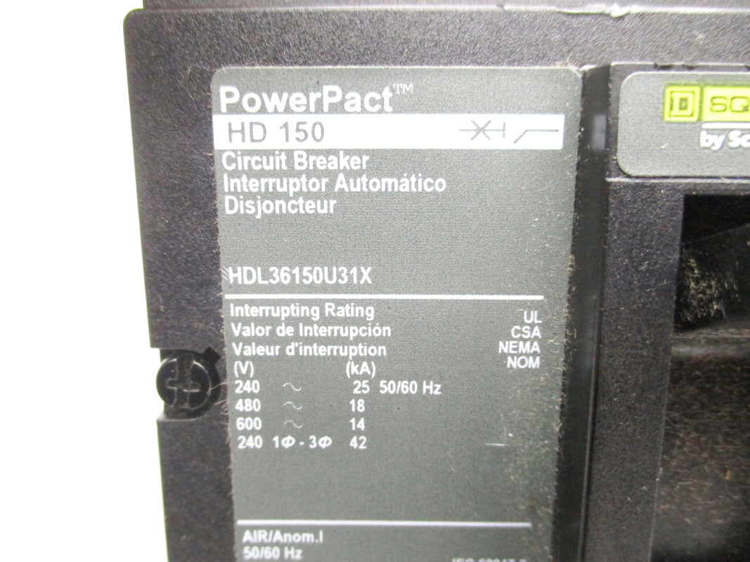 SQUARE D HDL36150U31X 600V 150A NSNP