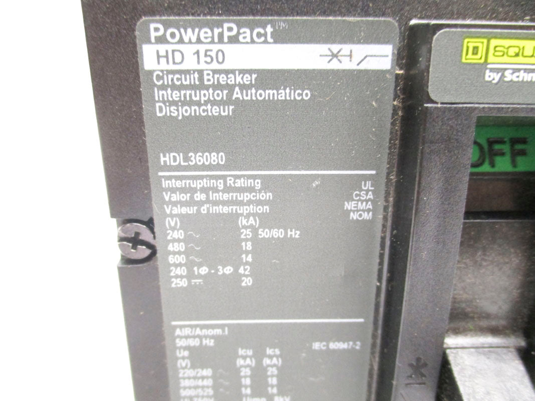 SQUARE D HDL36080 600V 80A NSNP