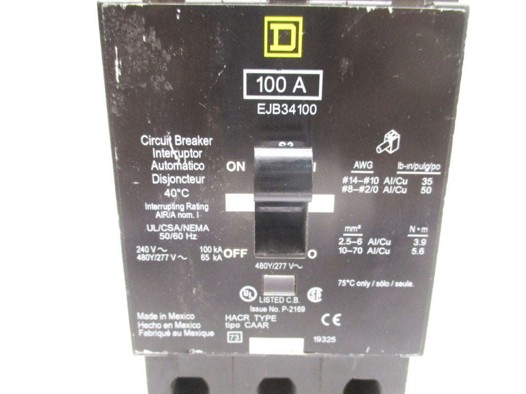 SQUARE D EJB34100 277V 100A NSNP