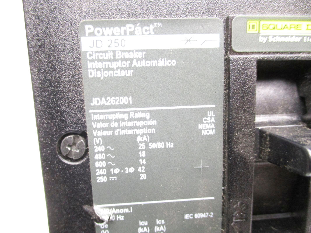 SQUARE D JDA262001 600V 200A (AS PICTURED) NSNP