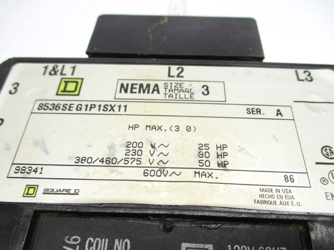 SQUARE D 8536SEG1P1SX11 SER. A 120V UNMP