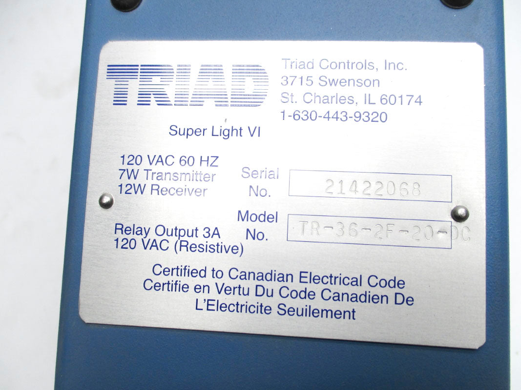 TRIAD CONTROLS TR-36-2F-20-DC 120VAC NSNP