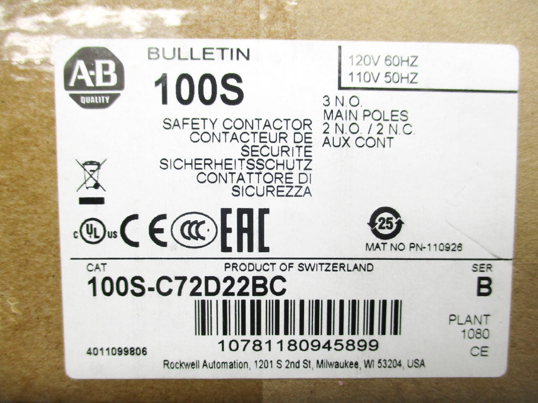 ALLEN BRADLEY 100S-C72D22BC SER. B 120V (BR/WH) NSFS