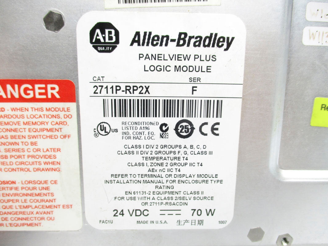 ALLEN BRADLEY 2711P-RP2X SER. F 24VDC REMAN