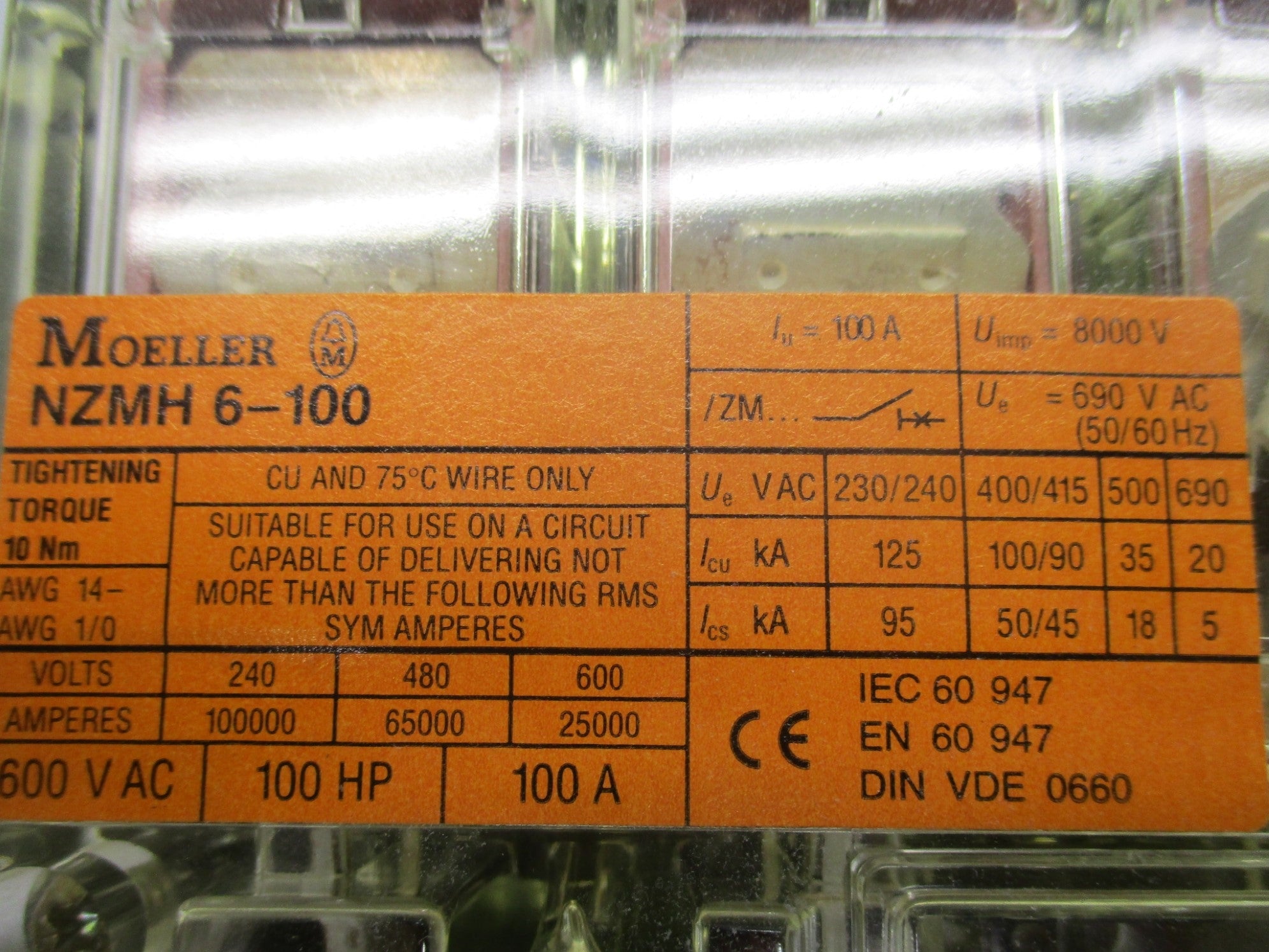 KLOCKNER MOELLER NZMH6-100/ZM6-100-CNA NSMP