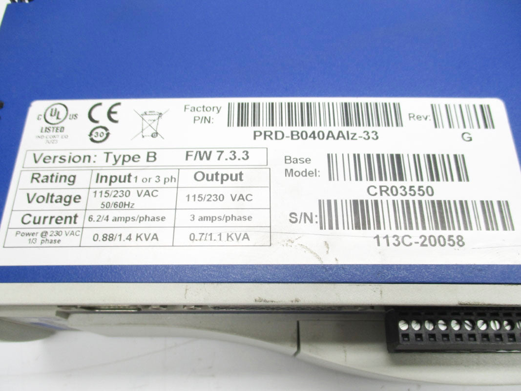 KOLLMORGEN PRD-B040AAIZ-33 115/230VAC 6.2A UNMP