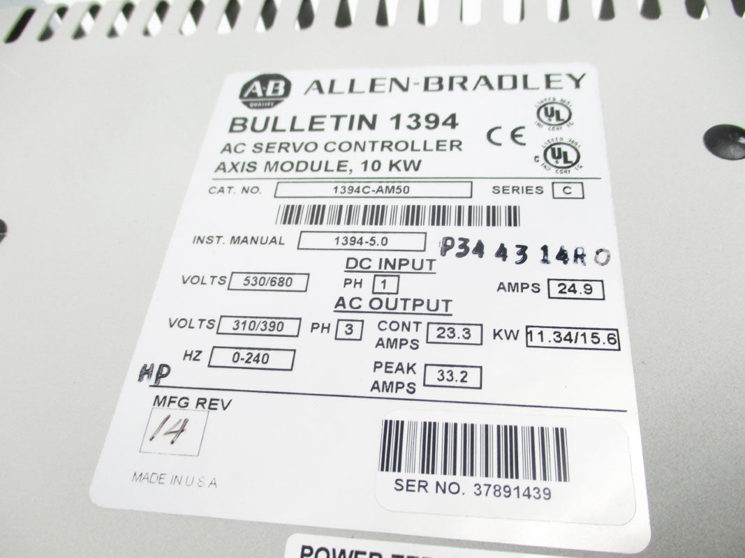 ALLEN BRADLEY 1394C-AM50 SER. C 530/680V 24.9A NSNP
