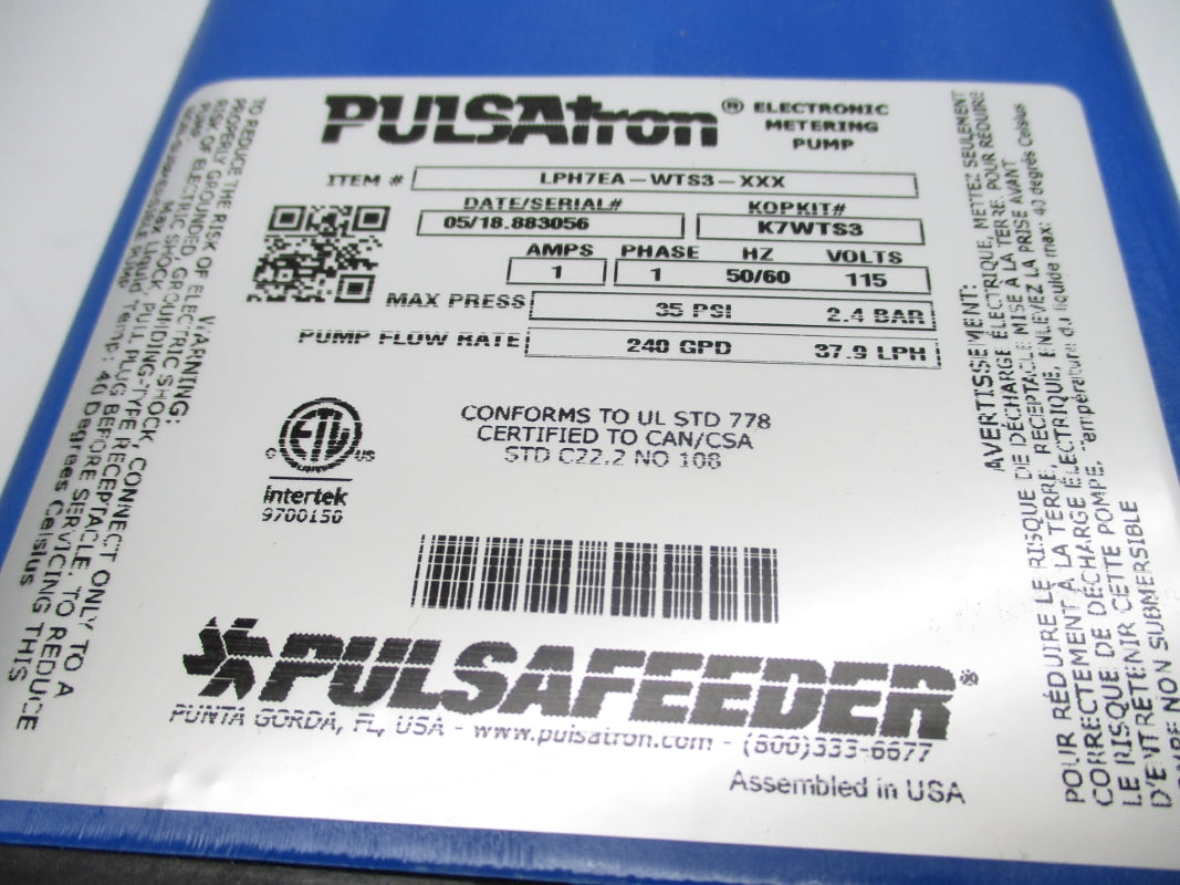 PULSAFEEDER LPH7EA-WTS3-XXX 115V 1A NSMP