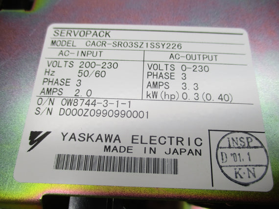 YASKAWA CACR-SR03SZ1SSY226 200-230V 2A NSMP