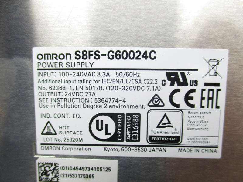 OMRON S8FS-G60024C 100-240VAC 8.3A NSMP