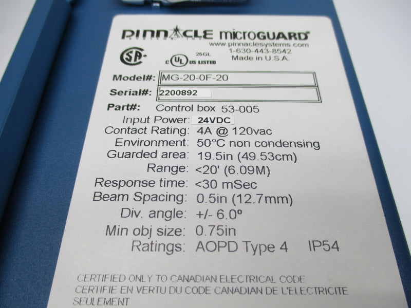 PINNACLE MG-20-0F-20 53-005 24VDC 4A NSNP