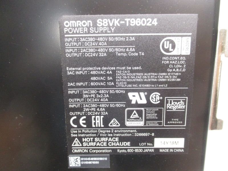 OMRON S8VK-T96024 380-480V 40A NSMP