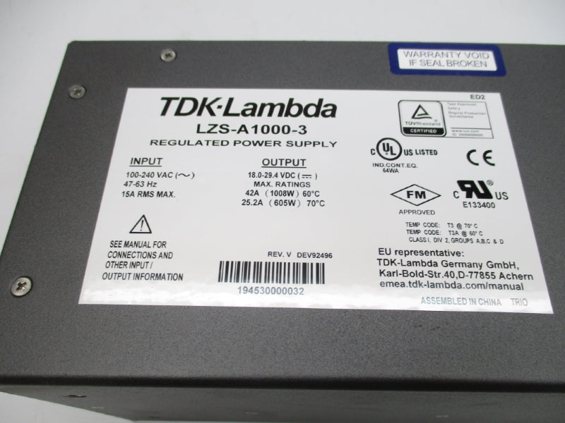 TDK-LAMBDA LZS-A1000-3 100-240VAC 25.2-42A NSNP