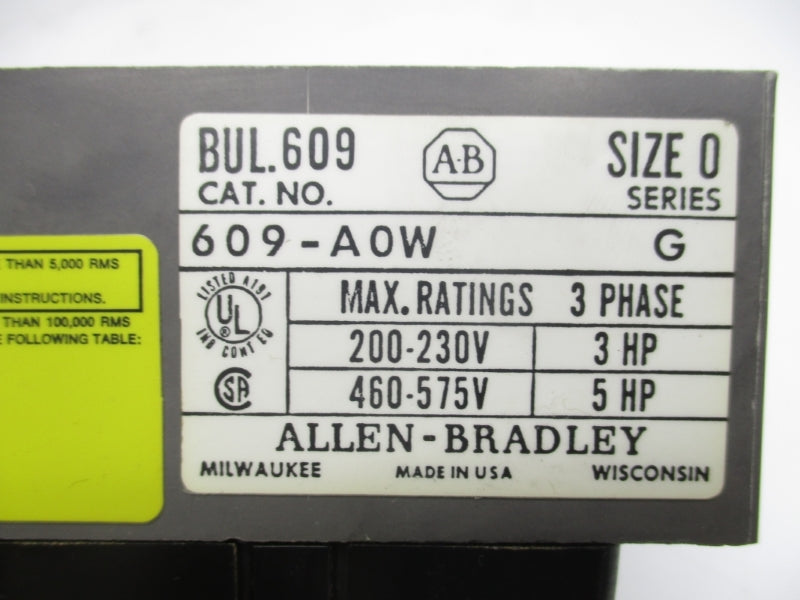 ALLEN BRADLEY 609-AOW SER. G 460-575V (BR/YL) NSMP