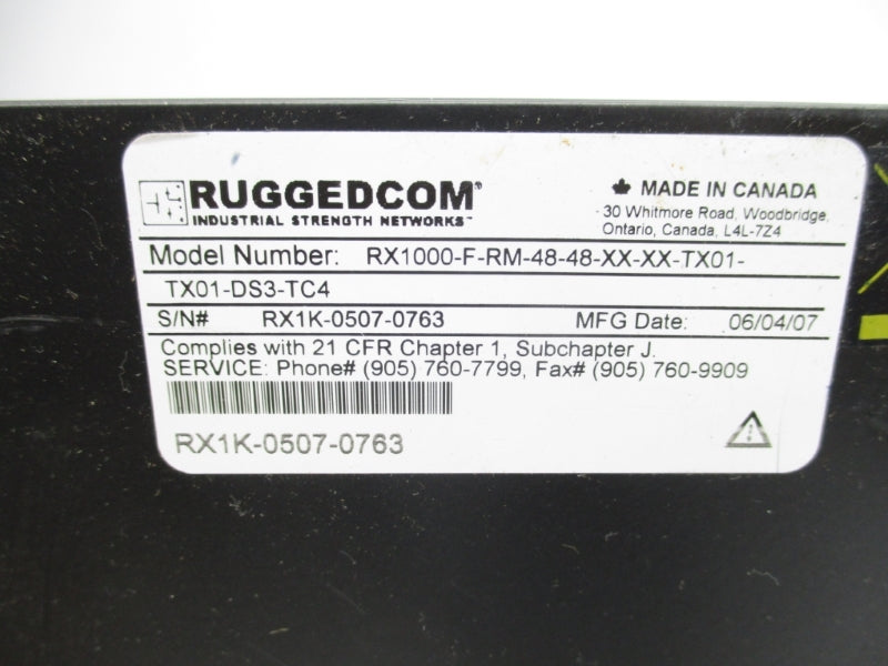 RUGGEDCOM RX1000-F-RM-48-48-XX-XX-TX01-TX01-DS3-TC4 UNMP