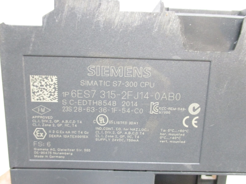 SIEMENS 6ES7315-2FJ14-0AB0 24VDC UNMP