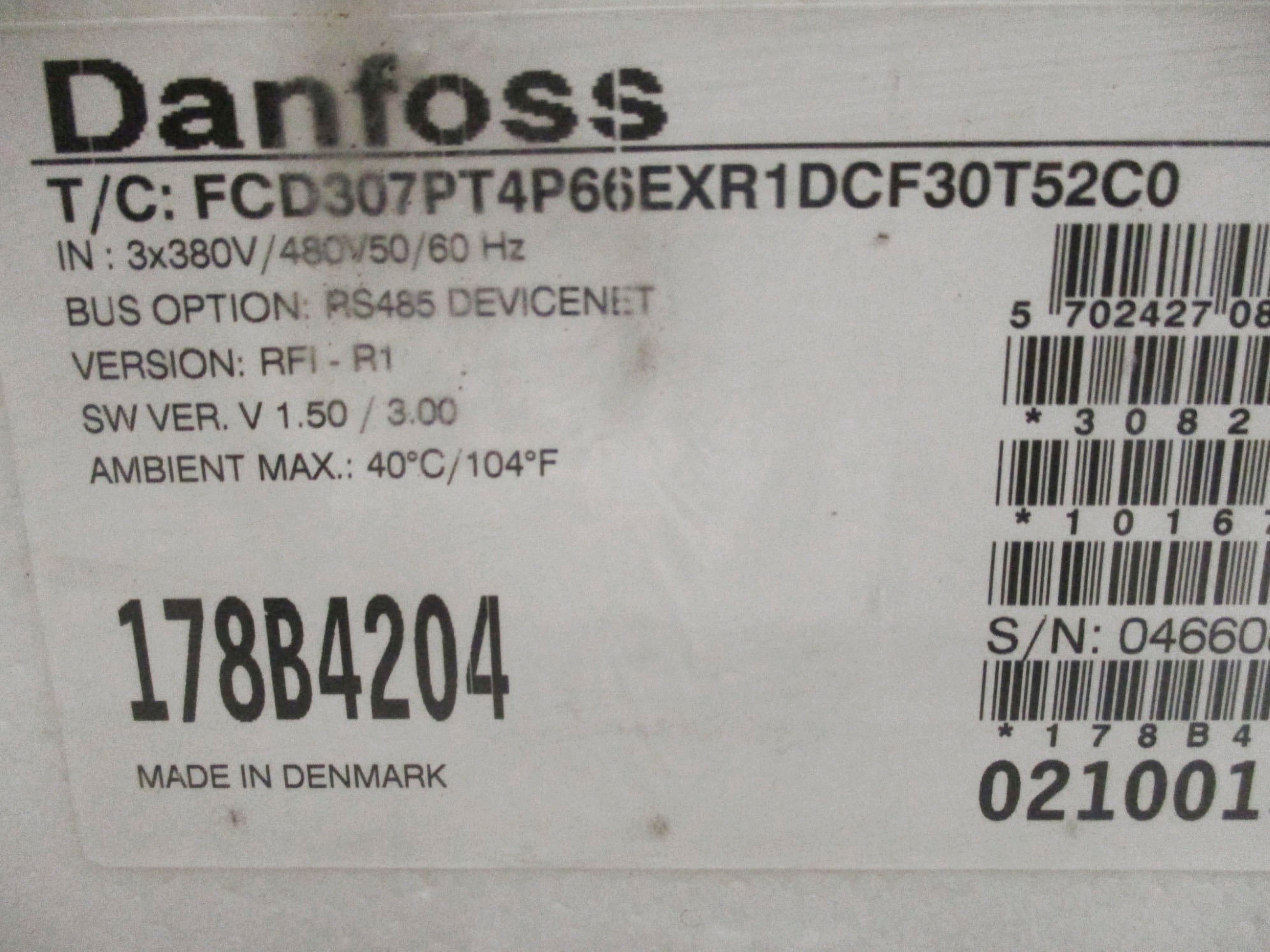 DANFOSS FCD307PT4P66EXR1DCF30T52C0 NSFS