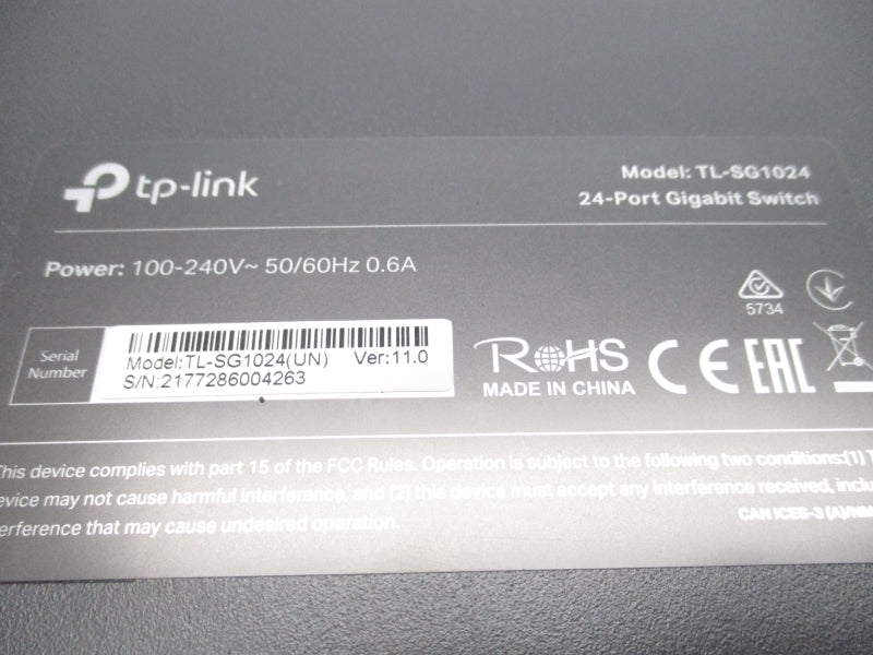 TP-LINK TL-SG1024 100-240V 0.6A F/W V11.0 NSMP
