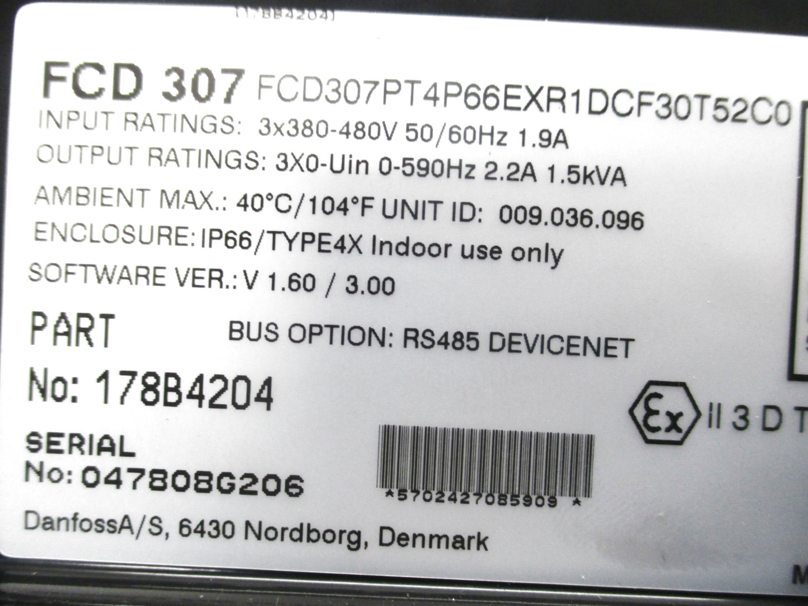 DANFOSS FCD307PT4P66EXR1DCF30T52C0 NSMP