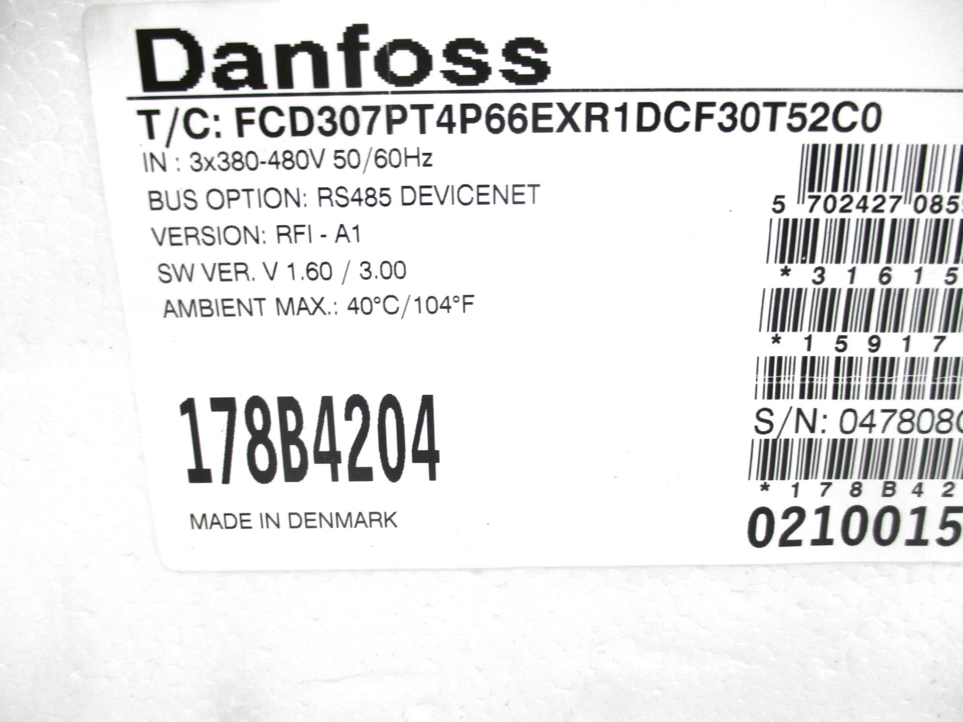 DANFOSS FCD307PT4P66EXR1DCF30T52C0 NSMP
