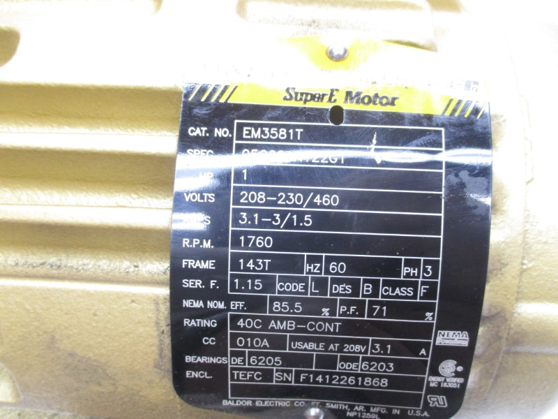 BALDOR EM3581T SER. F 208-230/460V 3.1-3/1.5A NSMP