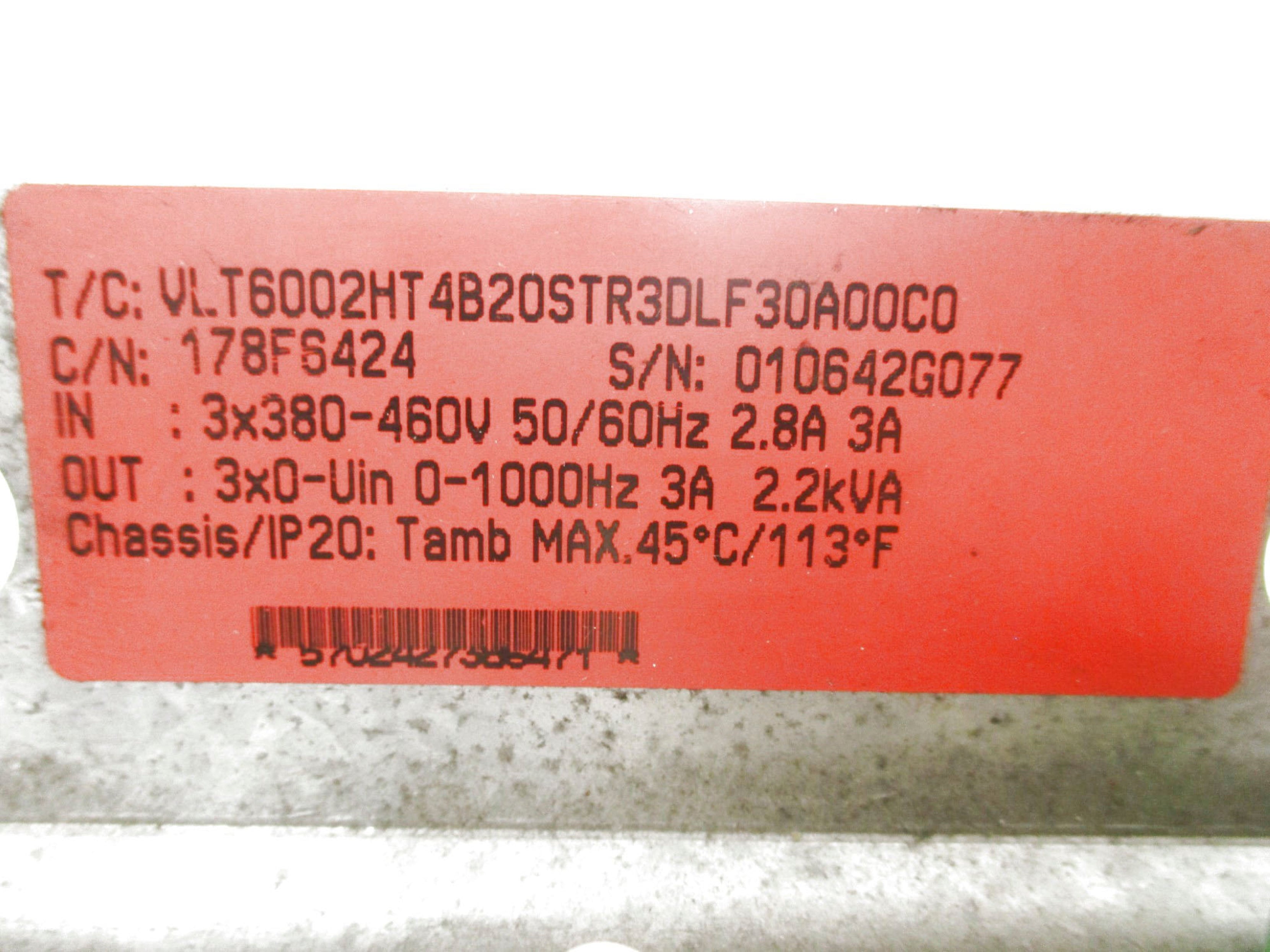 DANFOSS VLT6002HT4B20STR3DLF30A00C0 (AS PICTURED) UNMP