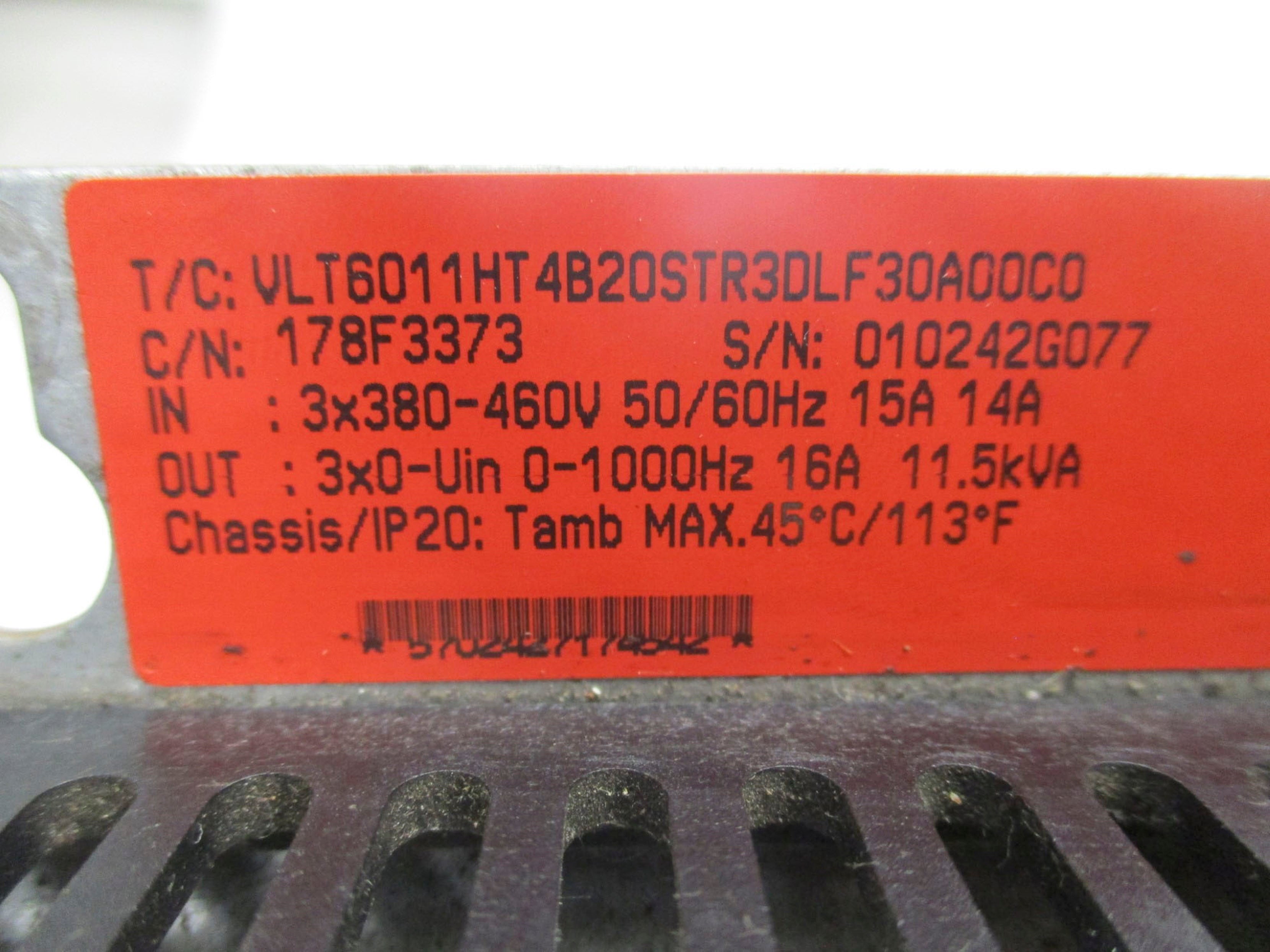DANFOSS VLT6011HT4B20STR3DLF30A00C0 UNMP