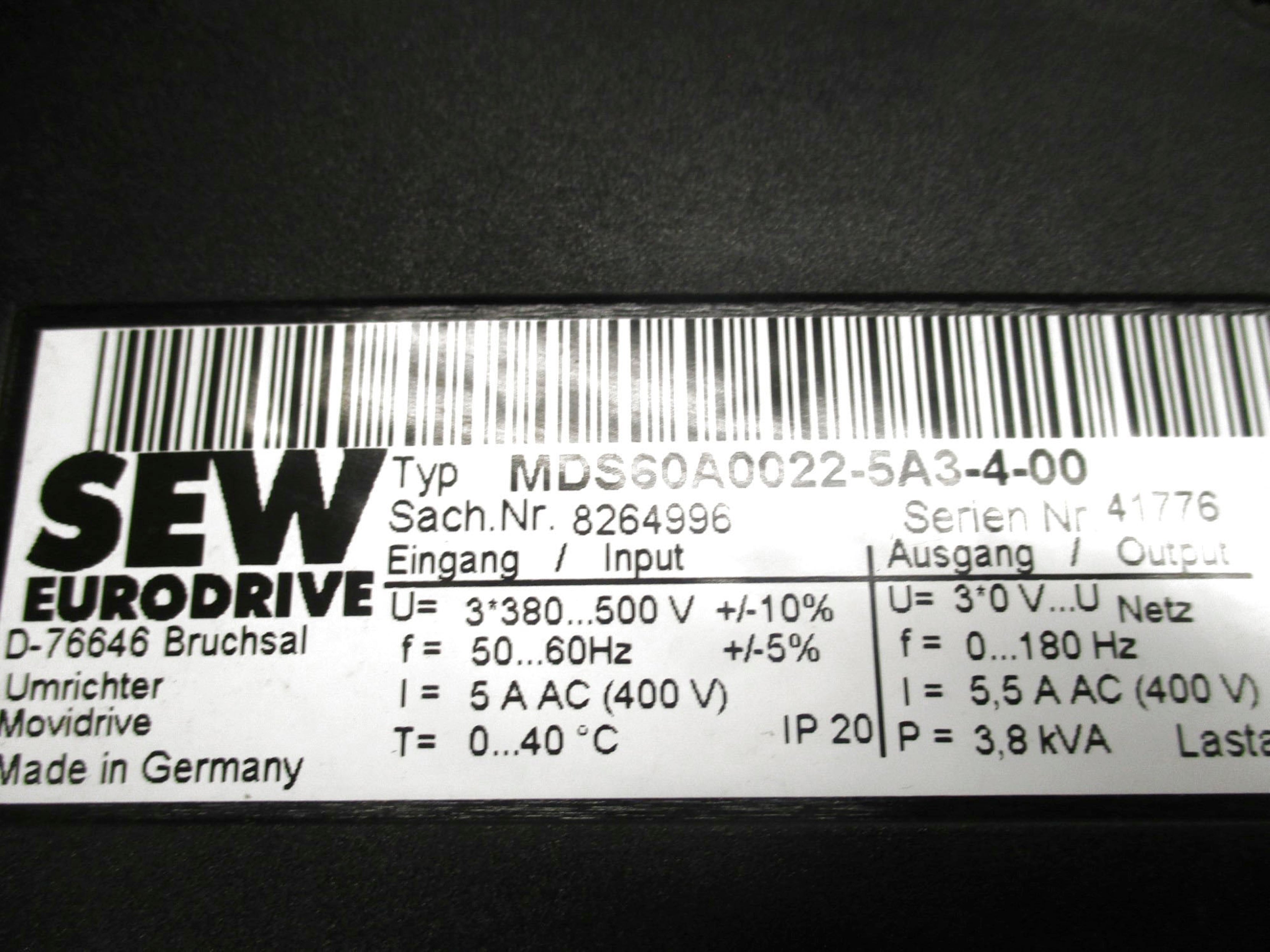 SEW MDS60A0022-5A3-4-00 UNMP