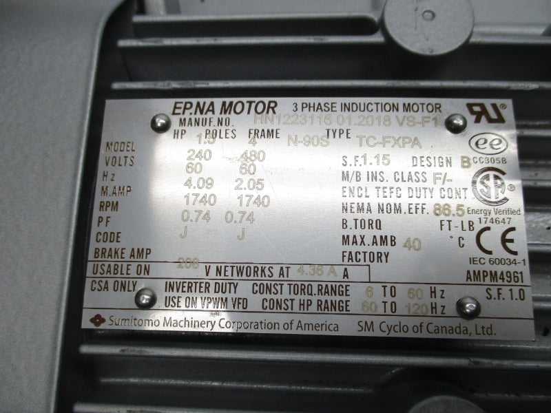 SUMITOMO DRIVE TECHNOLOGIES CNHMS1H-6120YC-EP-43 240-480V 4.09A NSNP