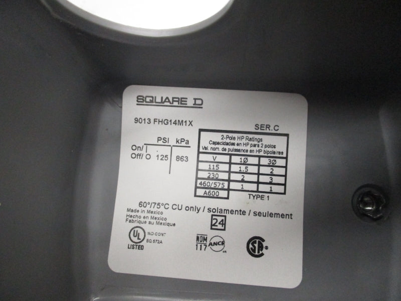 SQUARE D 9013FHG14J52M1X SER. C 460/575V 125PSI NSMP