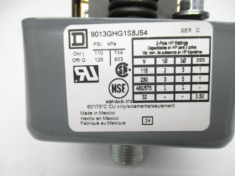 SQUARE D 9013GHG1S8J54 SER. C 460/575V 125PSI (AS PICTURED) NSMP