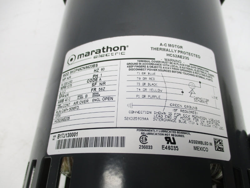 MARATHON ELECTRIC HC52AE235 5KCP49ZN9623BS 200-230V 6.2A NSMP