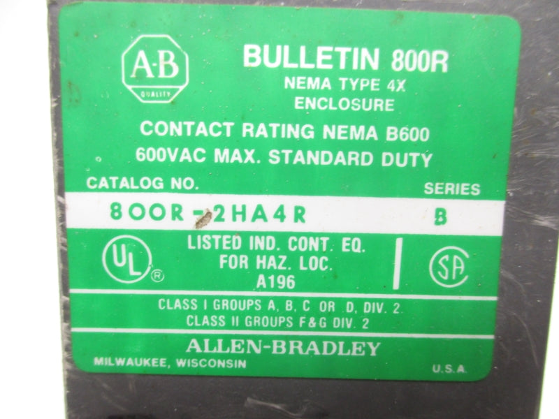 ALLEN BRADLEY 800R-2HA4R SER. B 600VAC UNMP