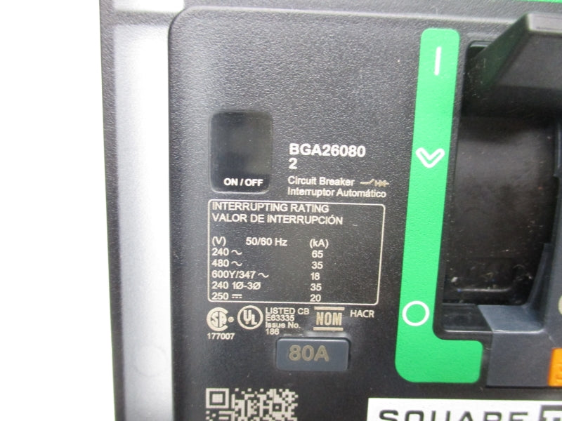 SQUARE D BGA260802 480V 80A NSNP