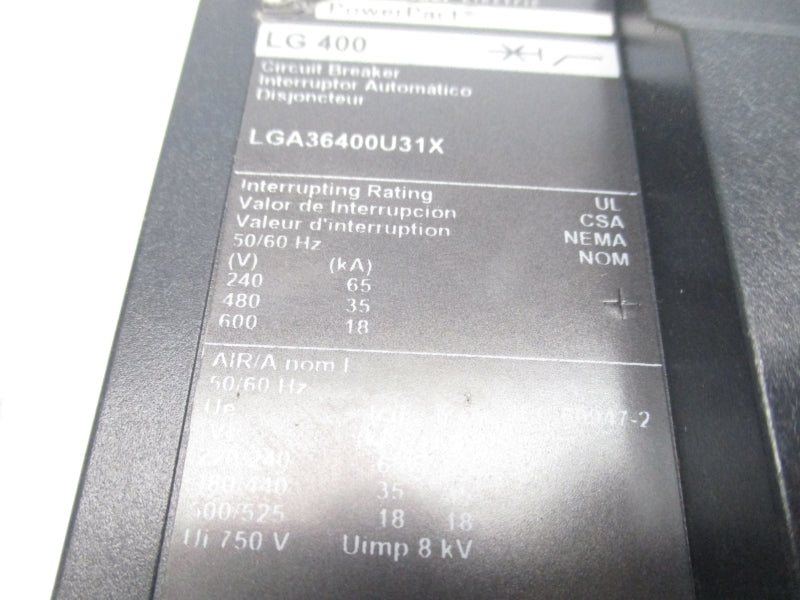 SQUARE D LGA36400U31X 600V 400A (AS PICTURED) NSNP